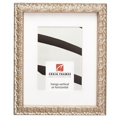 Craig Frames Versailles, 1″ Wide Ornate Silver Picture Frame With a White Mat