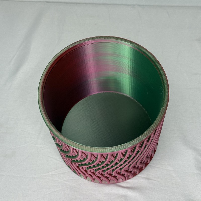 Wavy Pattern Lidded Storage Container Jar Green Red Multi Color Plastic Canister gallery