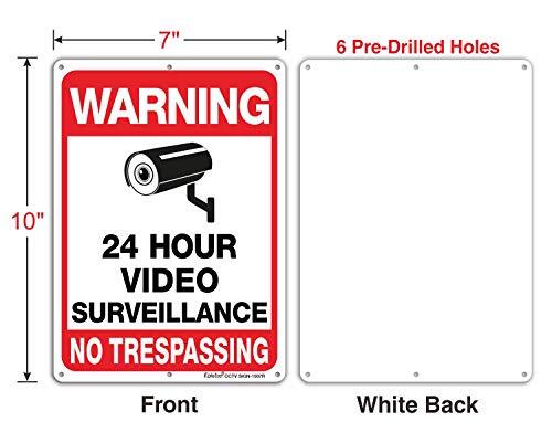 Video Surveillance Sign, No Trespassing Sign, Black and Red on White - 2 Pack gallery