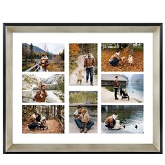 16×20 Collage Picture Frame with 8 Opening Mat for 4×6 Photos Silver/Black