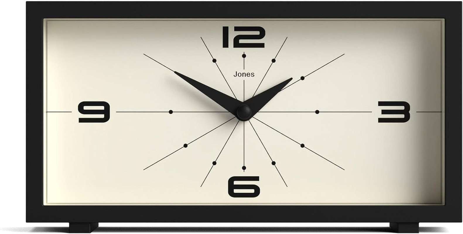 ® Odeon Desk Clock | Modern Rectangular Design | Black | Stylish Retro Look for gallery