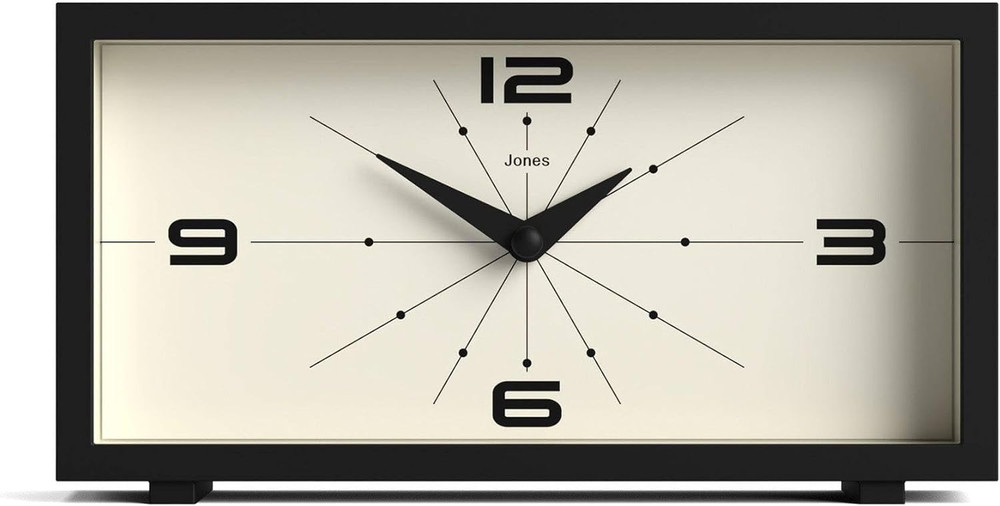 ® Odeon Desk Clock | Modern Rectangular Design | Black | Stylish Retro Look for