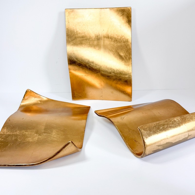 Uttermost Fluttering Pages Wall (or Table) Decor Set of 3 Bright Gold Leaf 4258 gallery