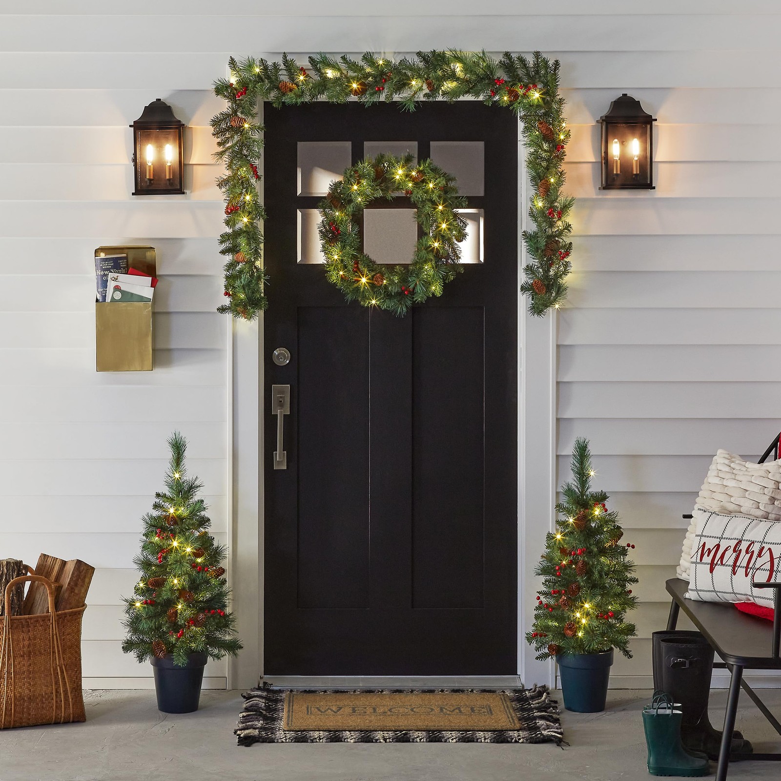 PreLit Everyday Collection Artificial Christmas Decoration Set with LED Light... gallery