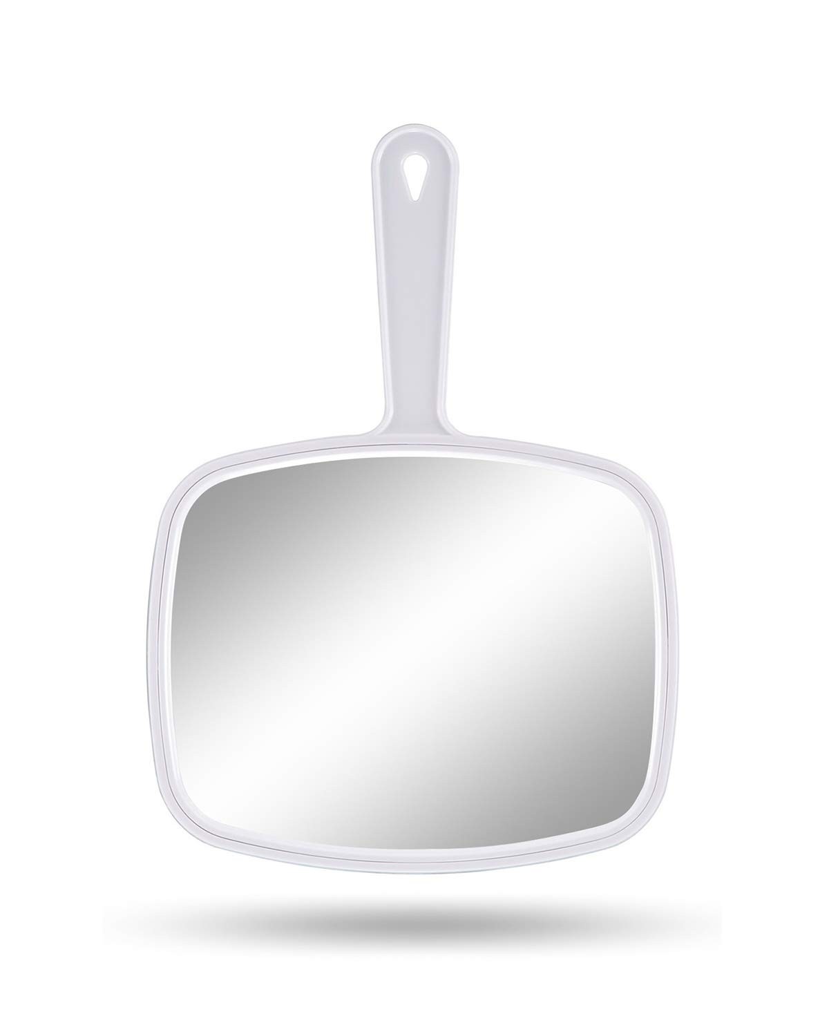 Professional White Square Hand Mirror for Barbers & Hairdressers 10.3x7.4" gallery
