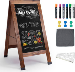 Double-Sided A-Frame Chalkboard Sign – 40×20″ Magnetic Wooden Easel Display