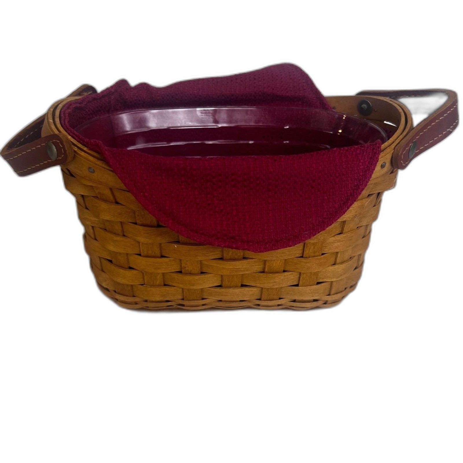 Longaberger Journal Basket Red Liner Protector Set 2007 Leather Handles gallery