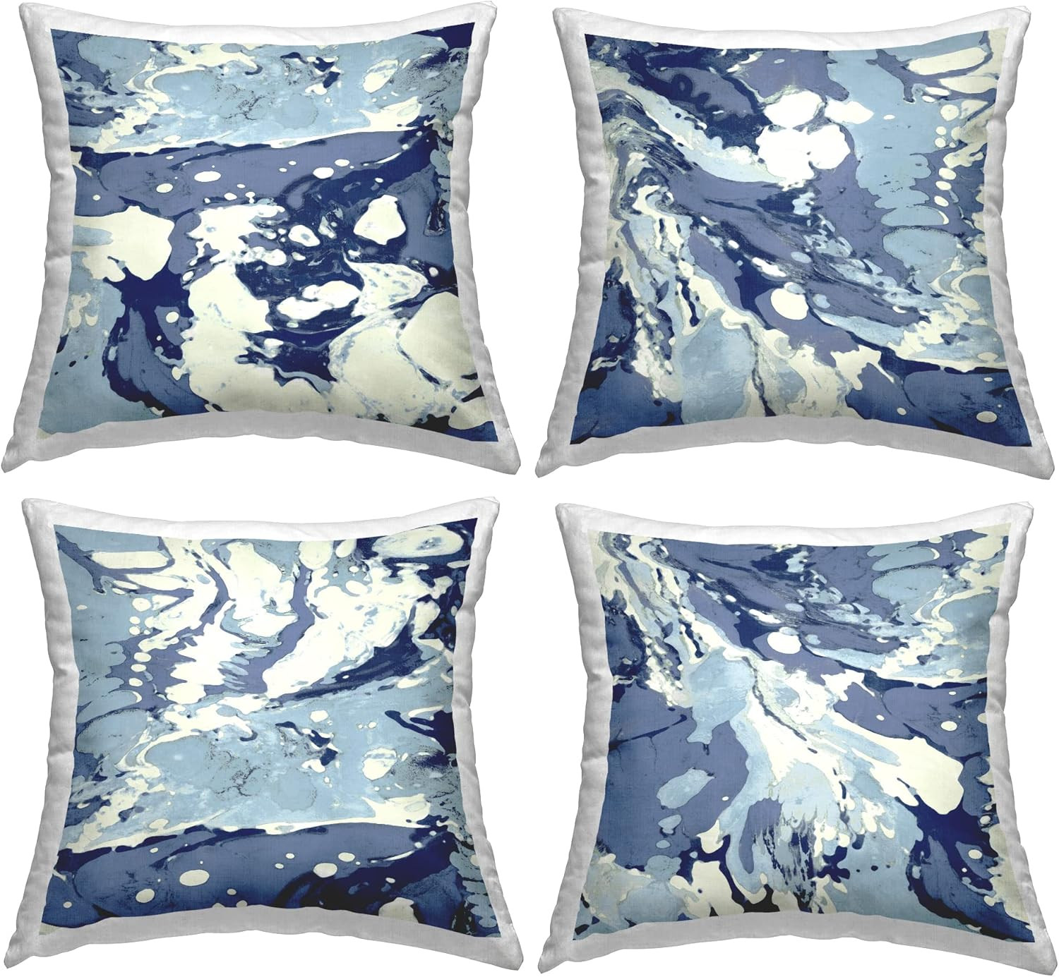 Danielle Carson Marbled Blue Abstract Pillow Set of 4, 18x18 Inches gallery