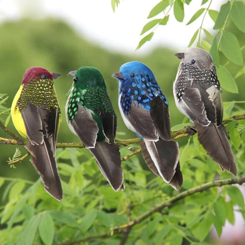 4pcs Mini Artificial Birds Fake Feather Foam Sparrow Home Garden Ornaments Craft gallery