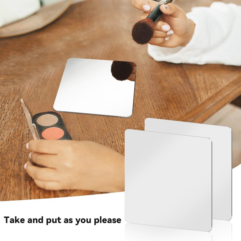 Modern 6x6 Inch Frameless Self-Adhesive Acrylic Mirrors, Shatterproof & Portable gallery