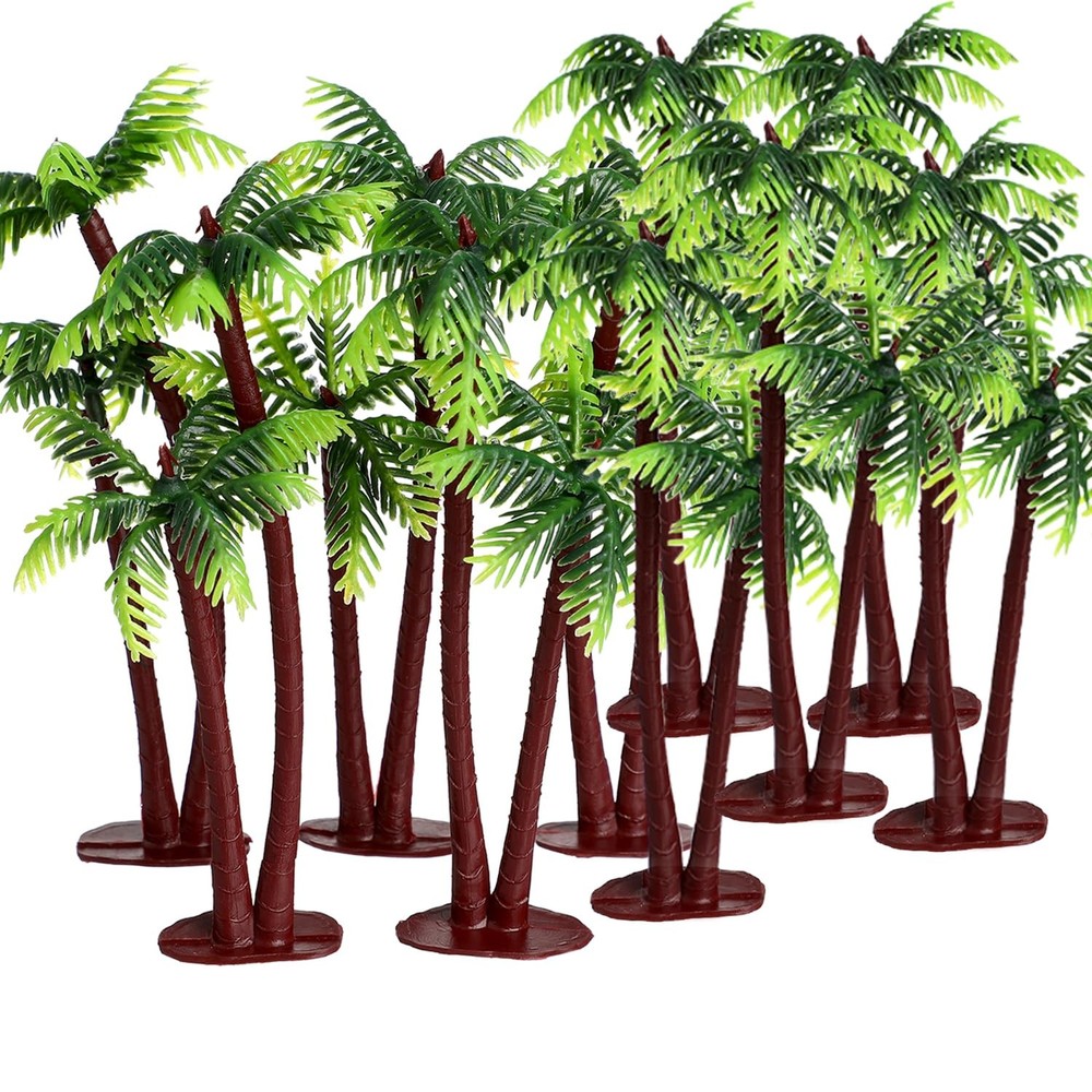 10pcs Plastic Palm Tree Model Trees - Miniature Palm Trees: Fake Plastic Tree...