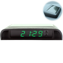 Thermometer Clock Digital Display Solar Powered Watch Dash Center Console Trim
