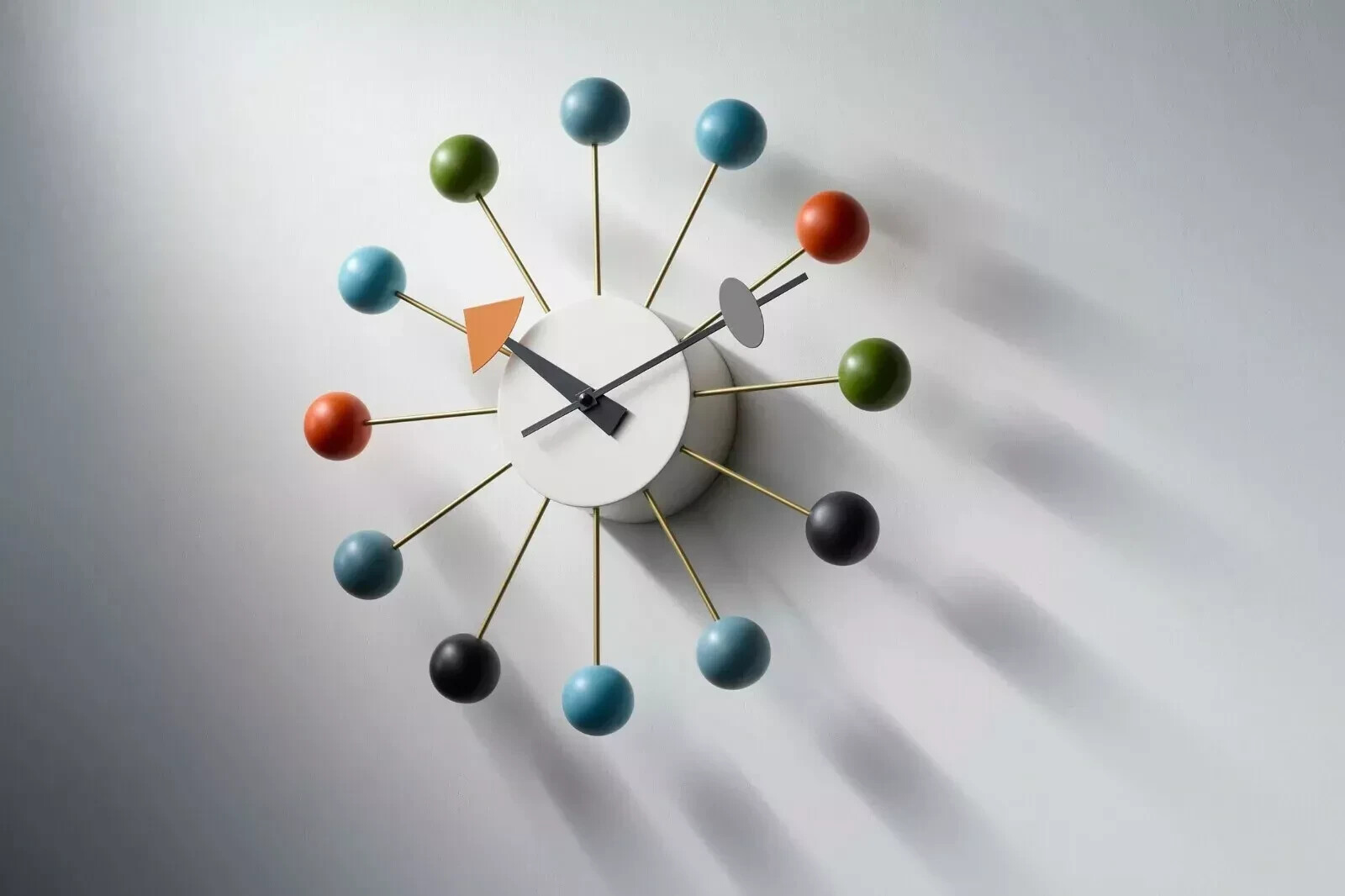 Contemporary Modern Retro Multicolored Antique George Nelson Ball Wall Clock gallery