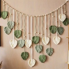Boho Macrame Leaf Wall Hanging Rustic Chic Decor for Bedroom Living Room Gift