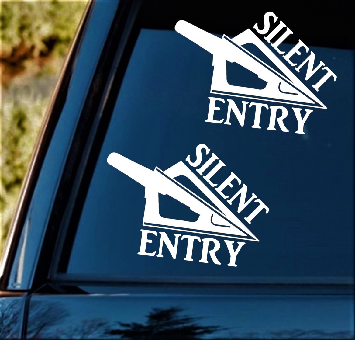 2-Count Silent Entry Decal Sticker Car Window BG192 Compound Bow Arrow Broadhead gallery