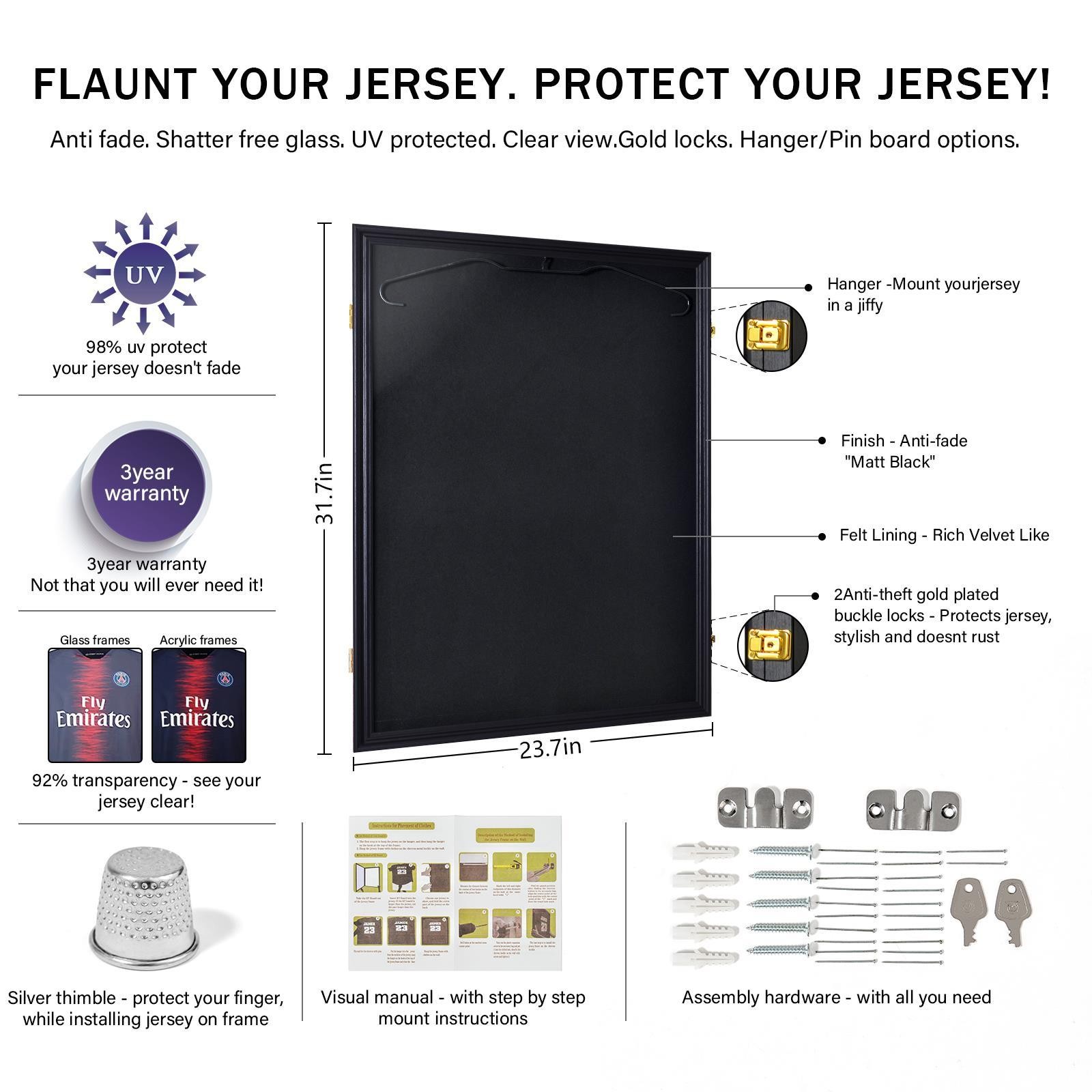 Jersey Display Frame Case Large Lockable Frames PRO UV Football Basketball gallery