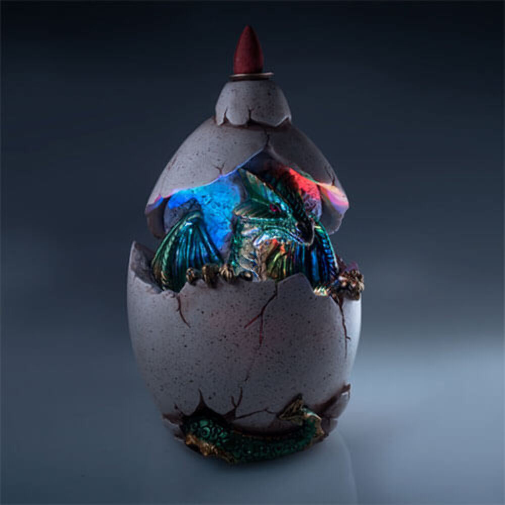 Hatching Design Dragon Egg Backflow Incense Burner w/ LED Light Perfect Display gallery