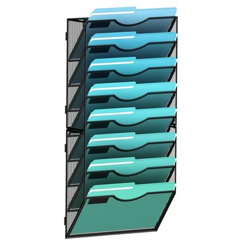 ier Wall File Organizer Hanging Wall File Holder Wall Mount Paper 8-T Black gallery