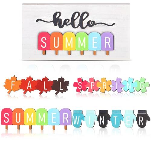 5 Pcs Interchangeable Seasonal Sign Hello Fall Winter Spring Summer Sign Fresh gallery