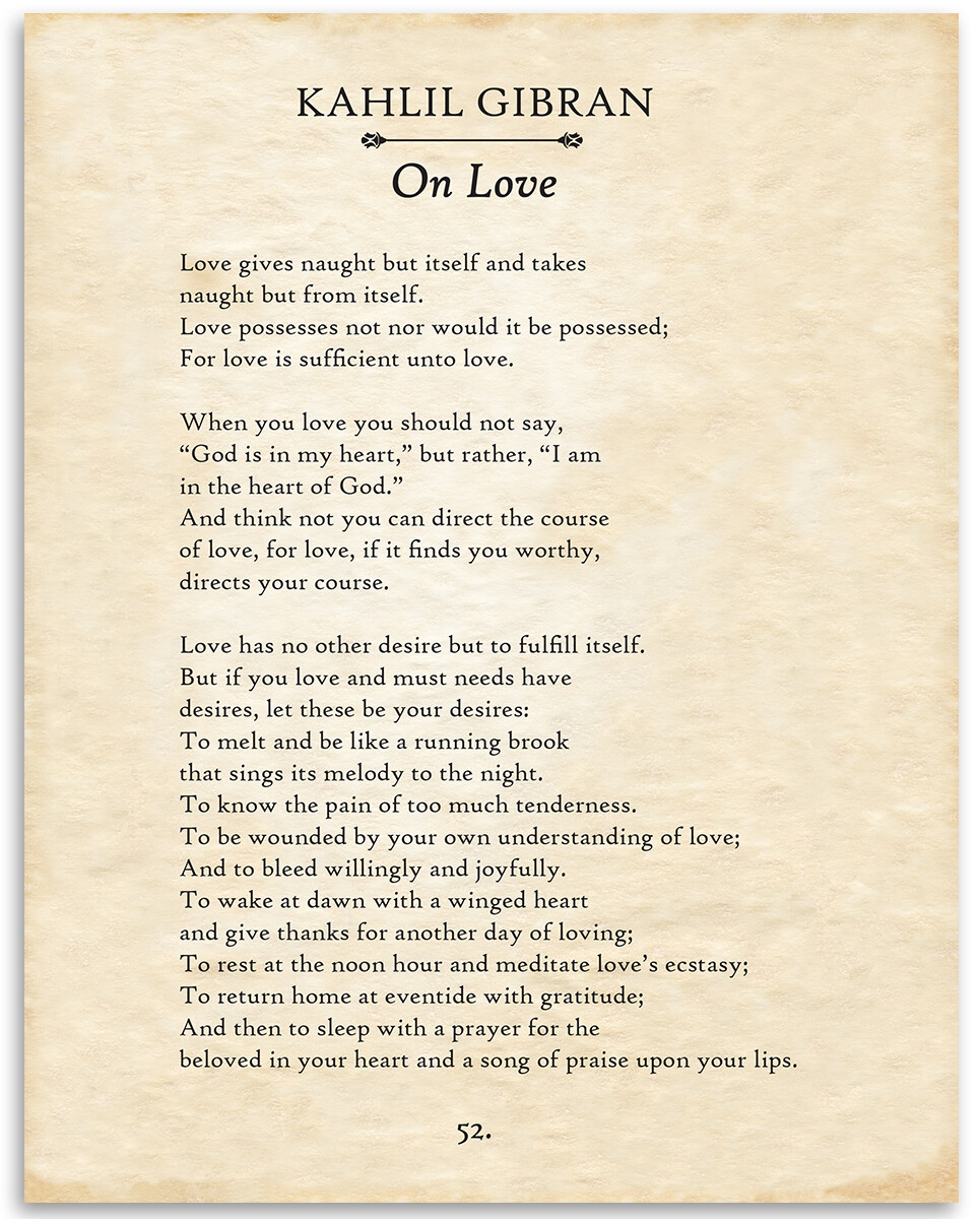 Kahlil Gibran - On Love - 11x14 Unframed Typography Book Page Print - Art Decor gallery