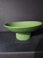 Tabitha Brown Green Palm Ceramic Decorative Pedestal 10.25 Bowl