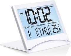 Betus Digital Travel Timer LCD Clock with Backlight – Compact LCD Desk Clock