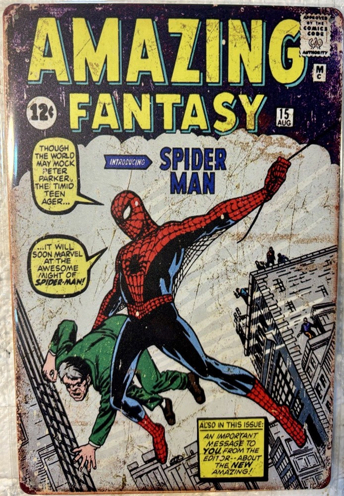 TIN SIGN 8x12 Spider-Man Web Marvel Comic Book Cover Superhero Criminals DD11