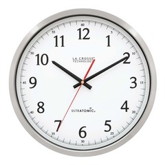 La Crosse 14″ Atomic Wall Clock – Stainless Steel, Shatterproof Lens, Silver