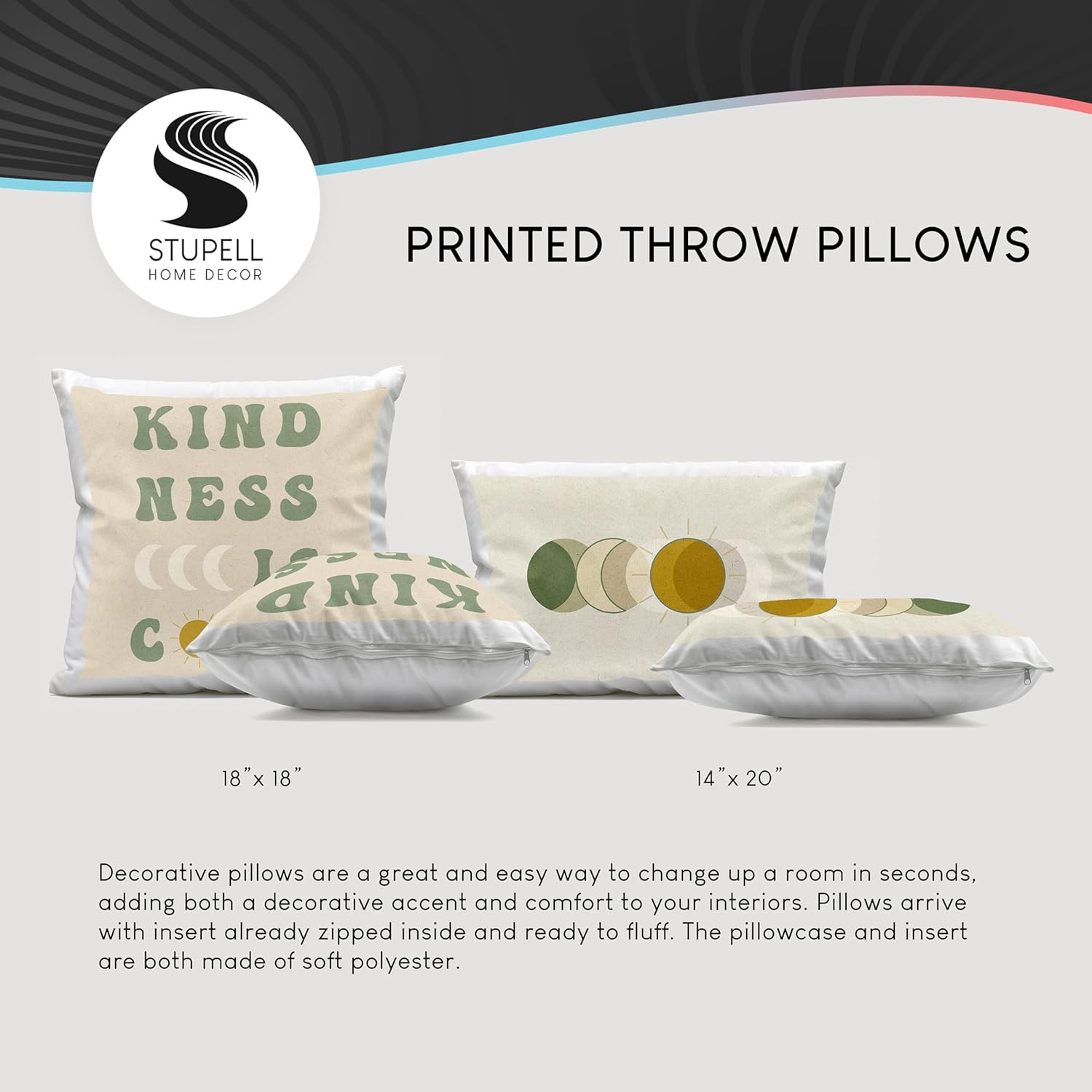 Stupell Layered Depth Abstract Throw Pillows, Set of 2, Grey, 18x18 Inches gallery