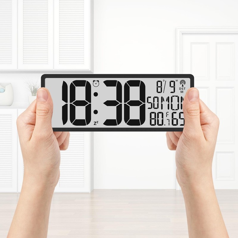 Digital LCD Atomic Desktop Clock, 7.8" Screen with Time, Date, Temperature, H... gallery