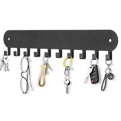 1 Pack Key Holder for Wall,Key Hooks with 10 Hooks,Key Holder 10 Hooks-1P Black