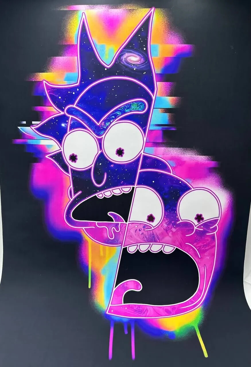 Canvas Neon Style Rick and Morty Poster Abstract Art Print 50x75cm US SELLER gallery
