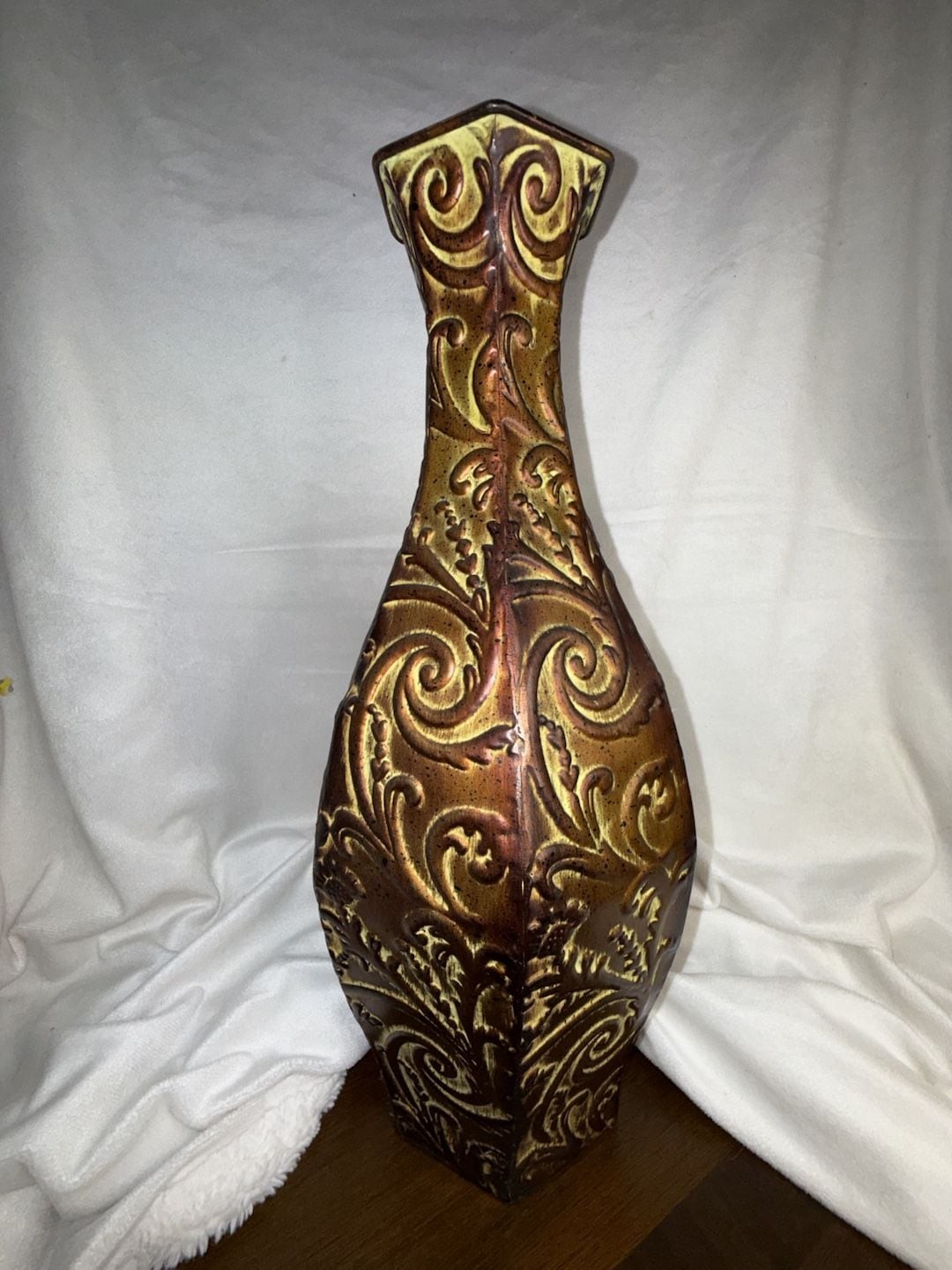 Decorative Embossed Scrollwork Ceramic Vase 18 Inch Tall gallery