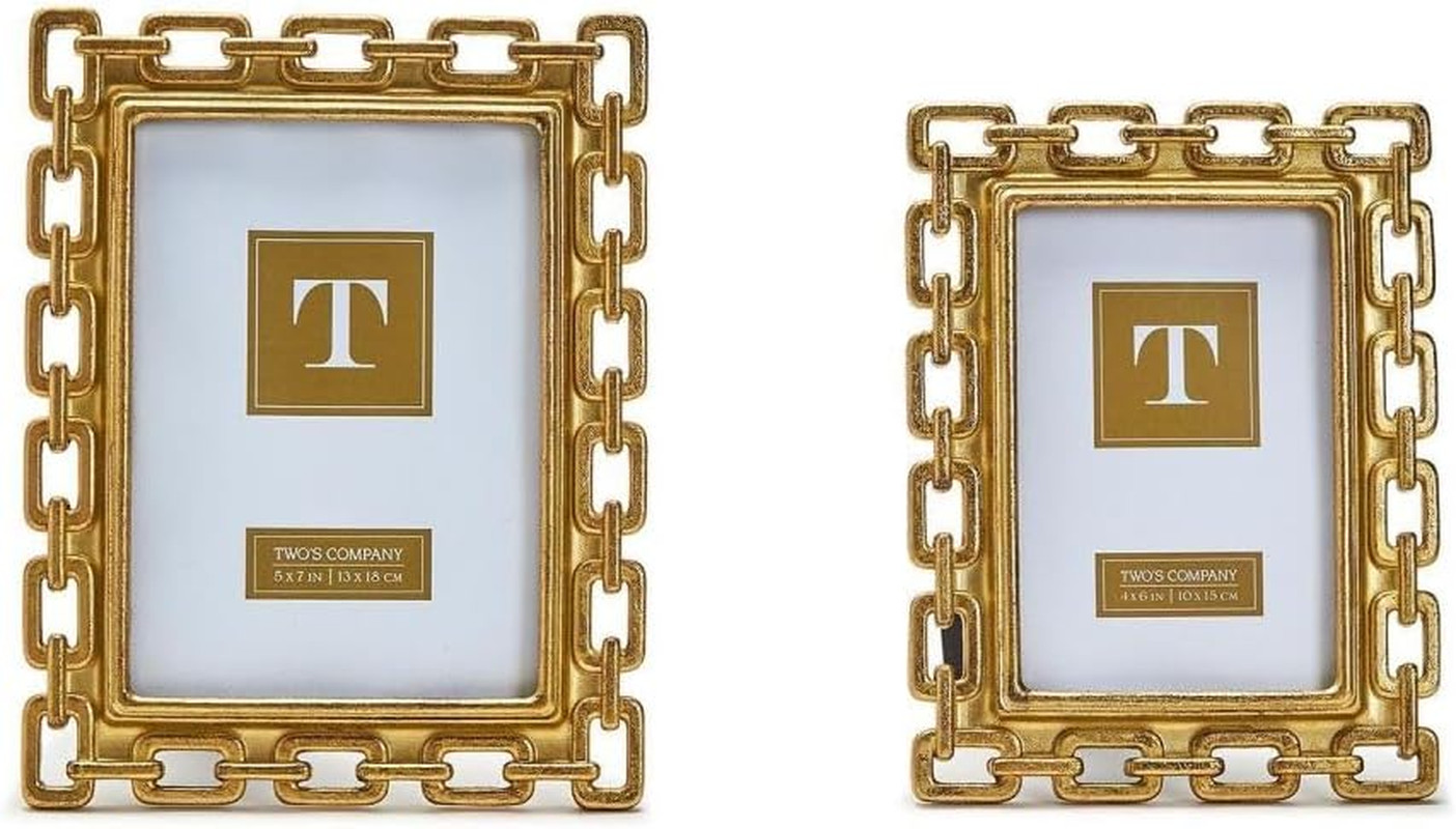 Elegant Gold Chain Photo Frame Set - 2 Sizes for Stunning Displays gallery