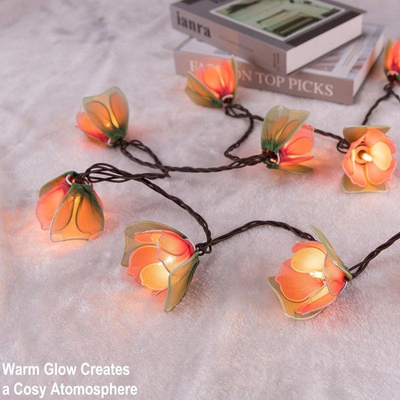 Decorative String Lights Plug in with 10 Incandescent Bulbs, Flower Garland F... gallery