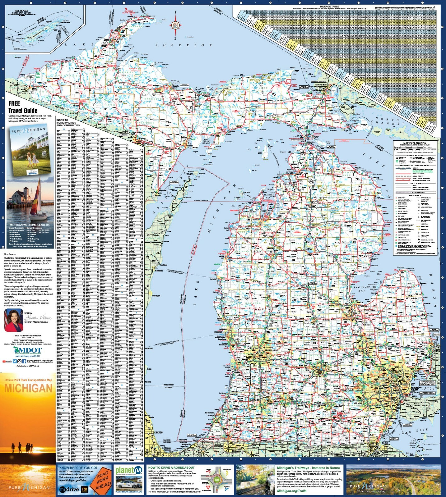 Michigan State Executive City-County Laminated Wall Map Poster gallery