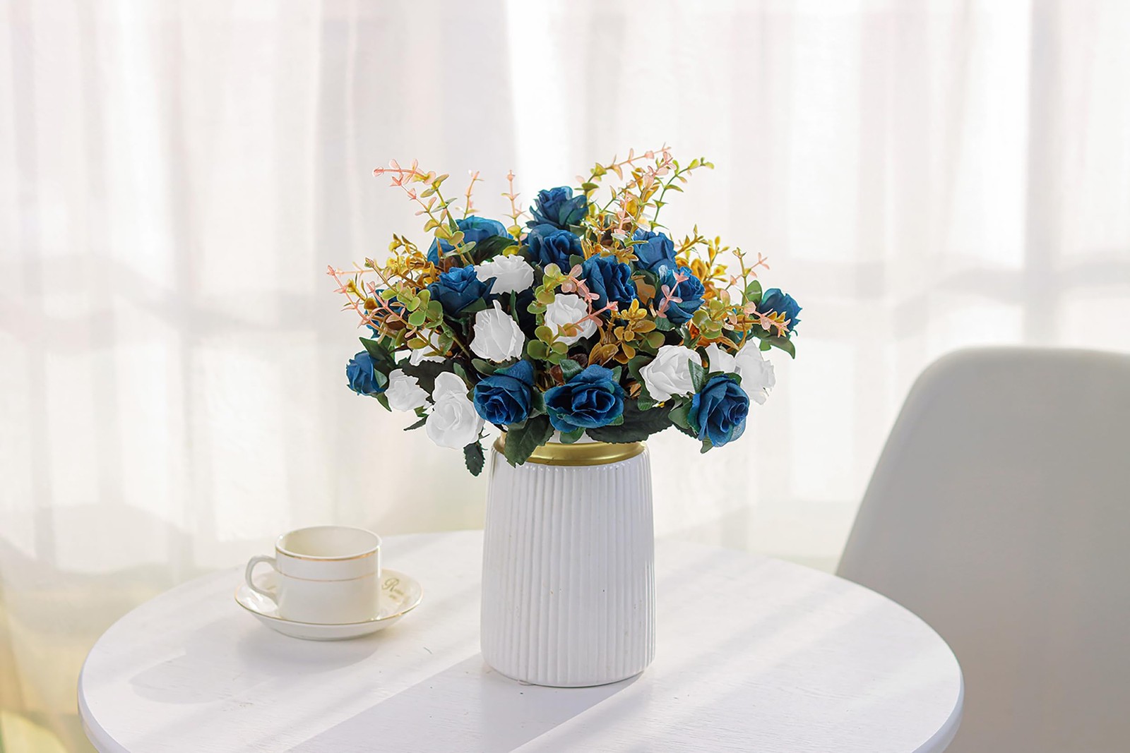 4 Bunches 48 Small Artificial Roses Dark Blue Plastic Silk Flower for Decor gallery
