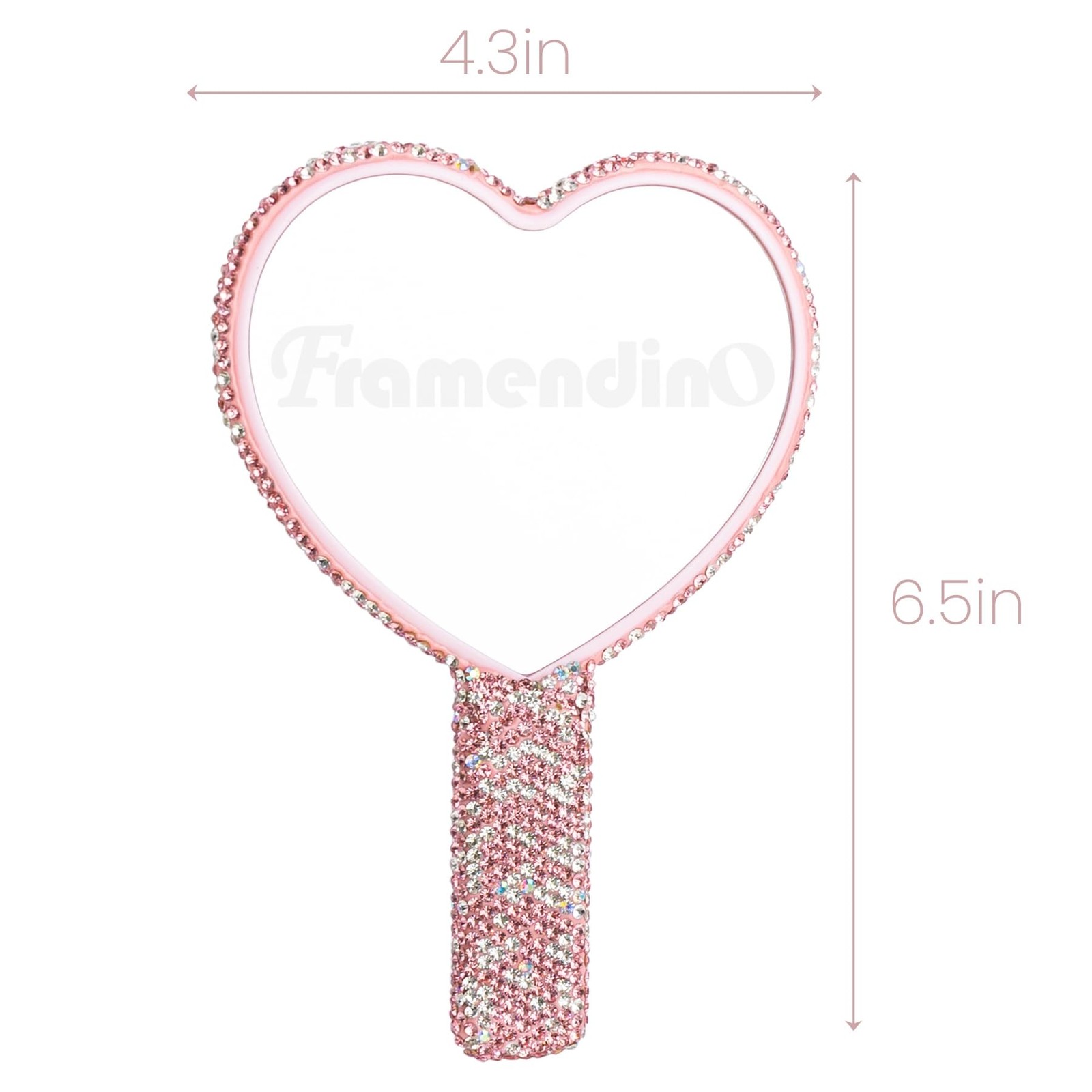 1 PCS Rhinestone Handheld Mirror Heart Bling Glitter Cosmetic Pink Wand gallery