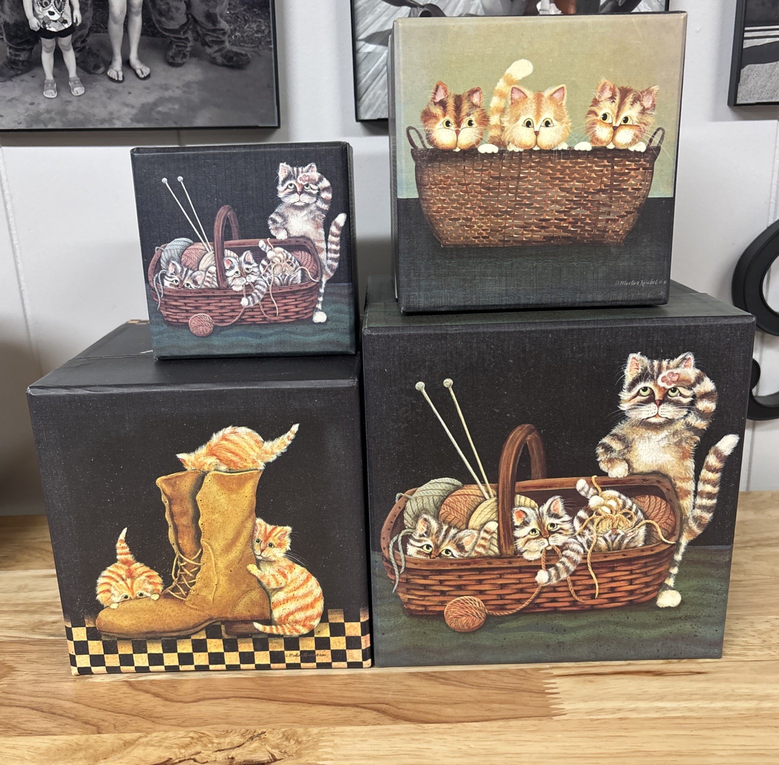 Bobs Boxes Lang Set Of 4 Nesting Boxes Cats Kittens Calico Cats Nesting Boxes gallery