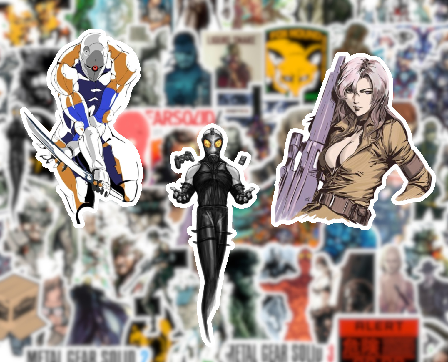 25/50 Metal Gear Solid Sticker Pack - Waterproof Vinyl - Solid Snake Quiet PS2 gallery