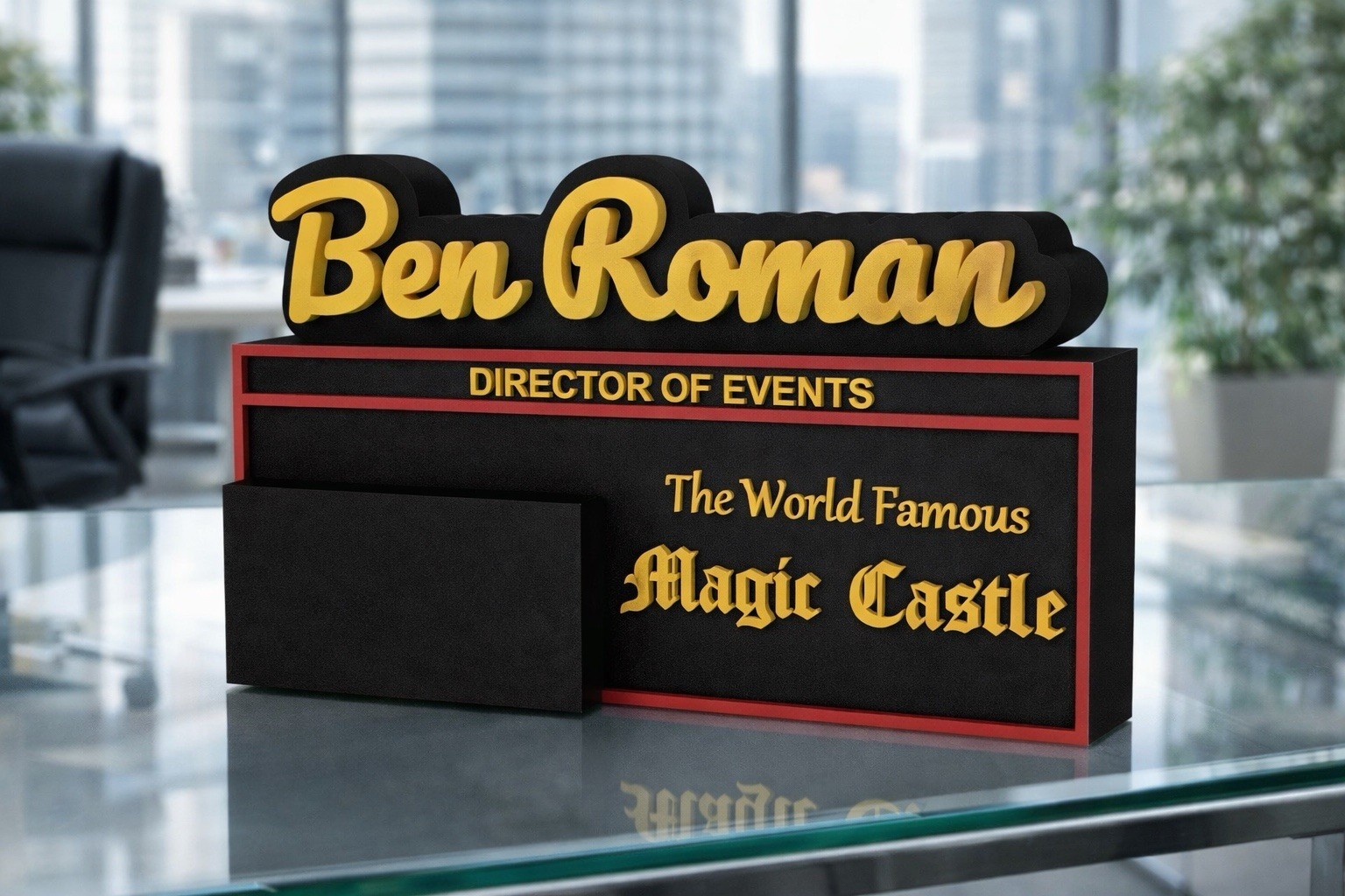 Custom Personalized 3D Printed Desk Name Plate With Business Card Holder gallery