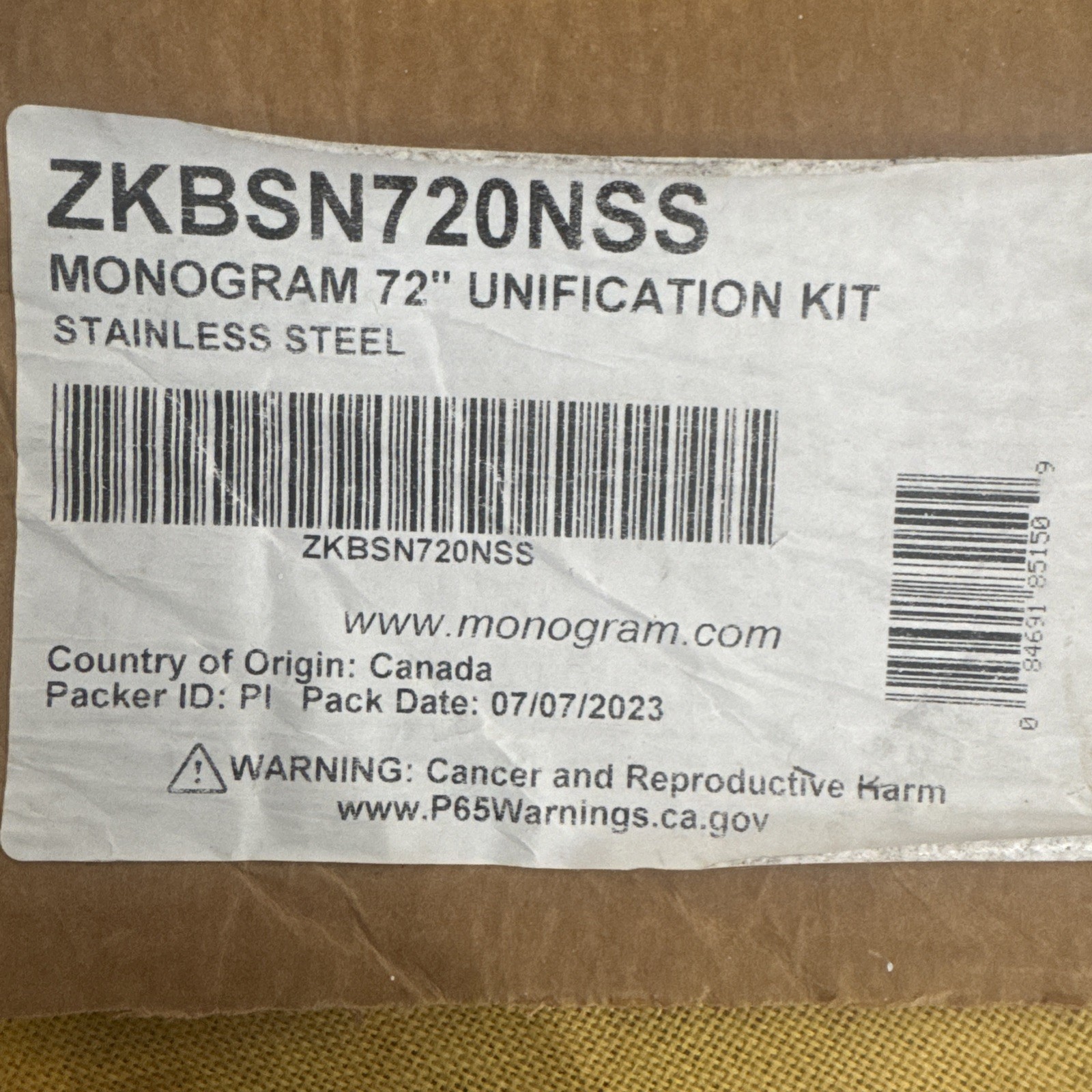 Monogram 72” Unification Kit Stainless Steel Pick Up gallery