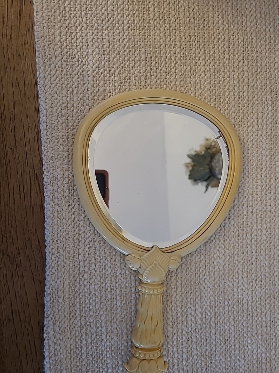 Vtg Celluloid Hand Mirror With Embossed Dragonflies and Waterlilies 10" gallery