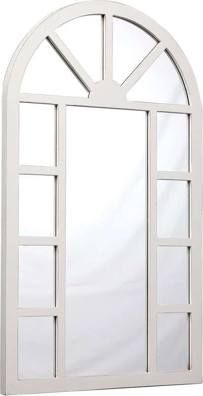 Rustic Arched Window Mirror 24x40" - Distressed White Farmhouse Decor gallery