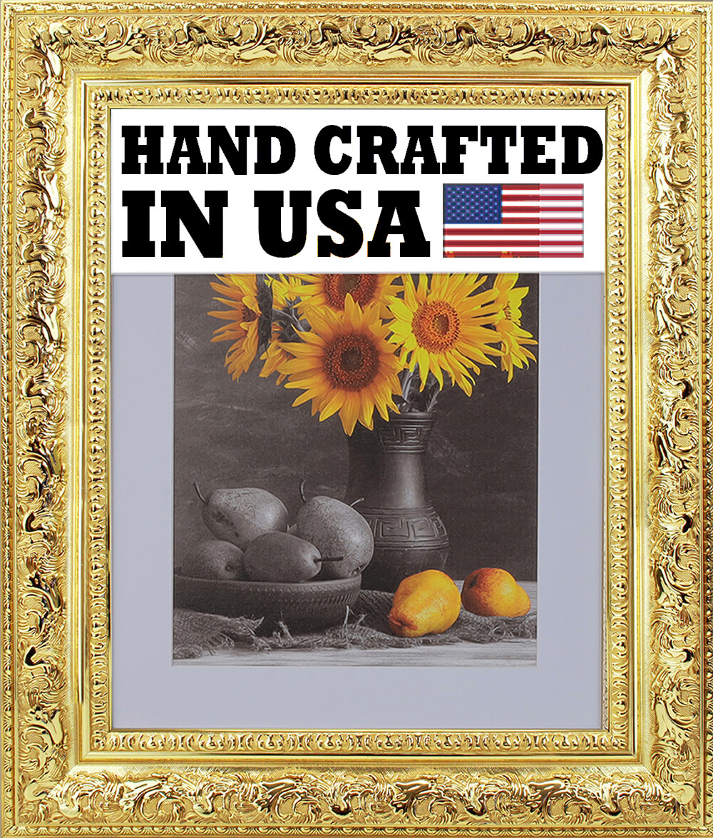 Custom Matted Picture Poster Frame & Mat 3-1/2" B Gold Ornate 334807 16x20 24x36 gallery