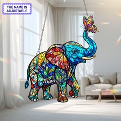 Personalized Elephant Hologram Acrylic Suncatcher Window Hanging Decoration
