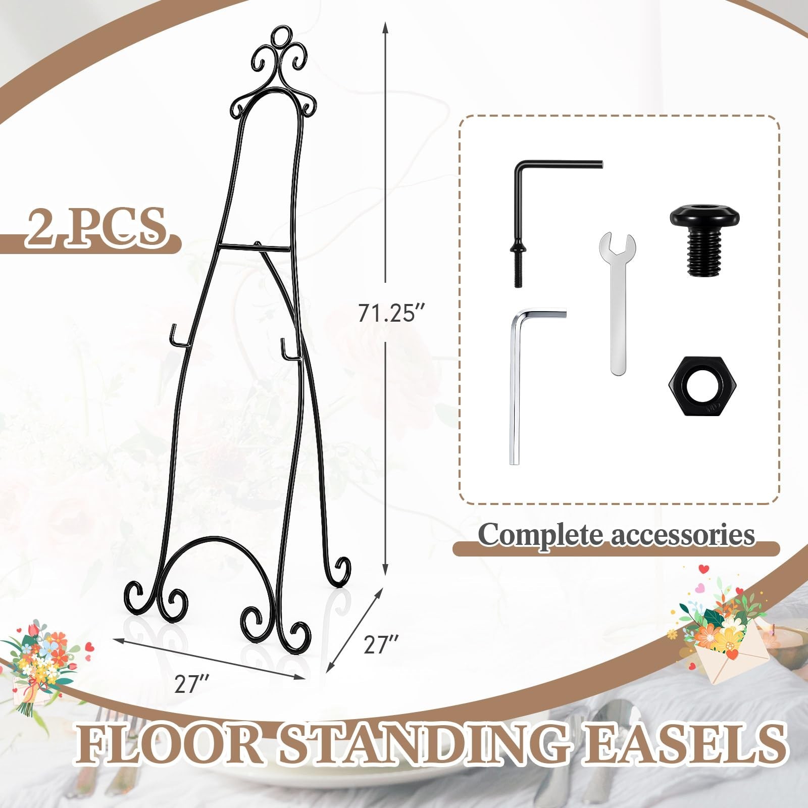 Extra Large Adjustable Metal Easel Stand - 71.25" Heavy Duty Display for Signs, gallery