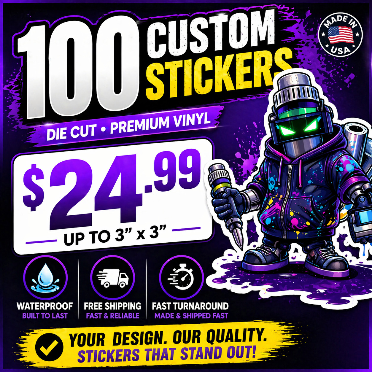 Custom Stickers | Product Labels | Pack of 100 | 2 Designs | Die-cut Stickers gallery