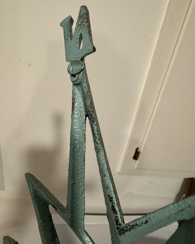 Solid Iron Star Nautical Compass Rose Directional Wall Hanging 14” Vintage Verdi gallery