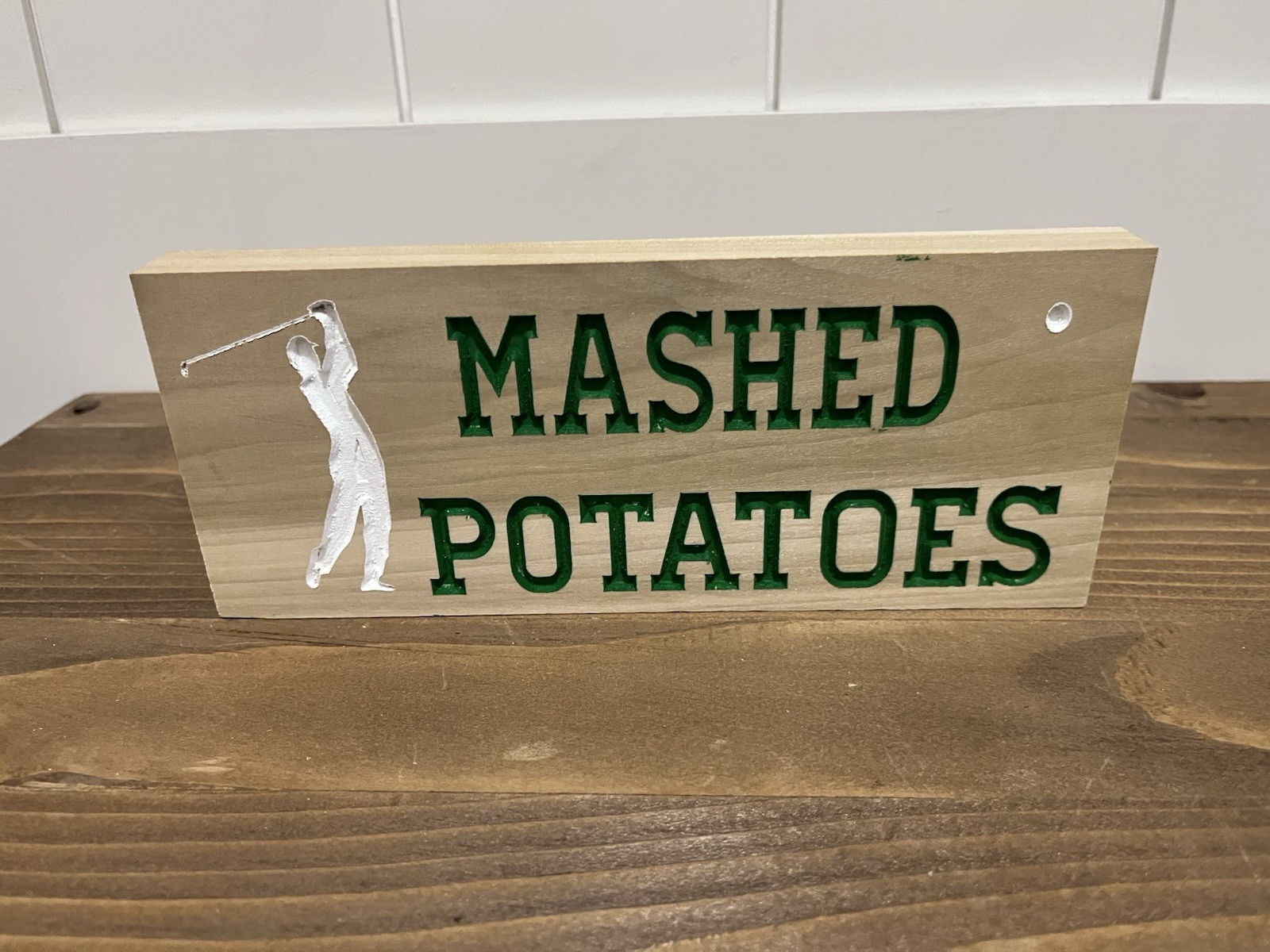Mashed Potatoes Golf Sogn - Small Sign - Golf - Home Decor - Wooden - PGA Fans gallery